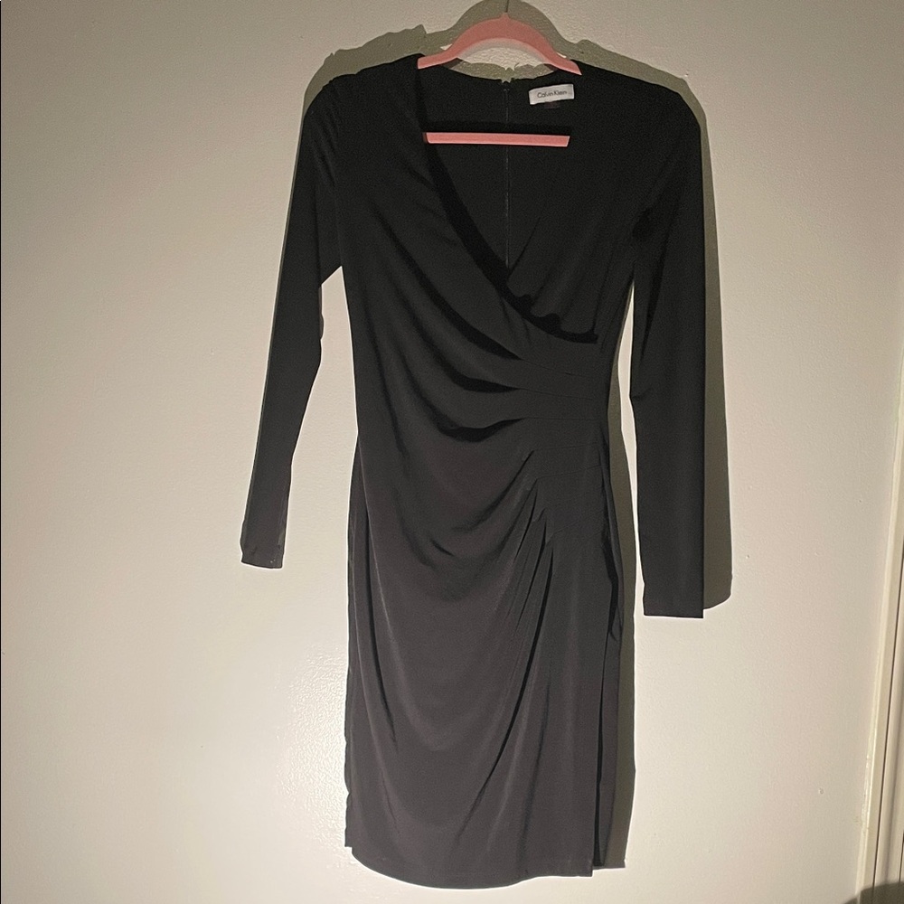 Calvin Klein Elegant Black Long Sleeve Dress